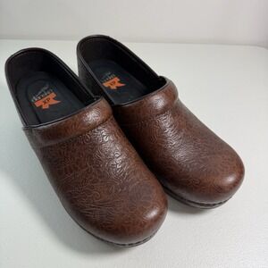 Dansko XP Professional Clog Womens 8US/EU 38 Brown Tooled Floral Leather Nonslip